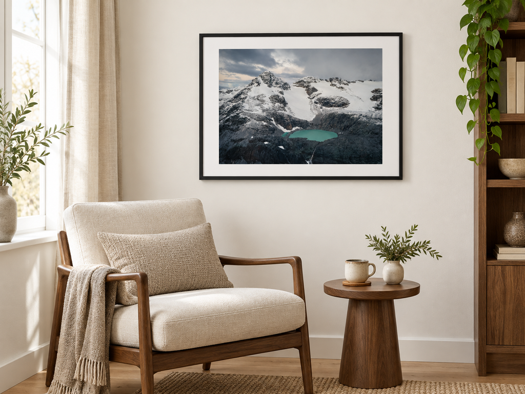 Room mockup of Basin above an armchair beside a window.