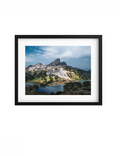 Black-framed Tusk print with a white mat, showing Black Tusk and alpine lakes.